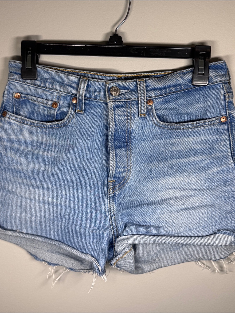 Levi's Light Blue Cuffed Denim Shorts